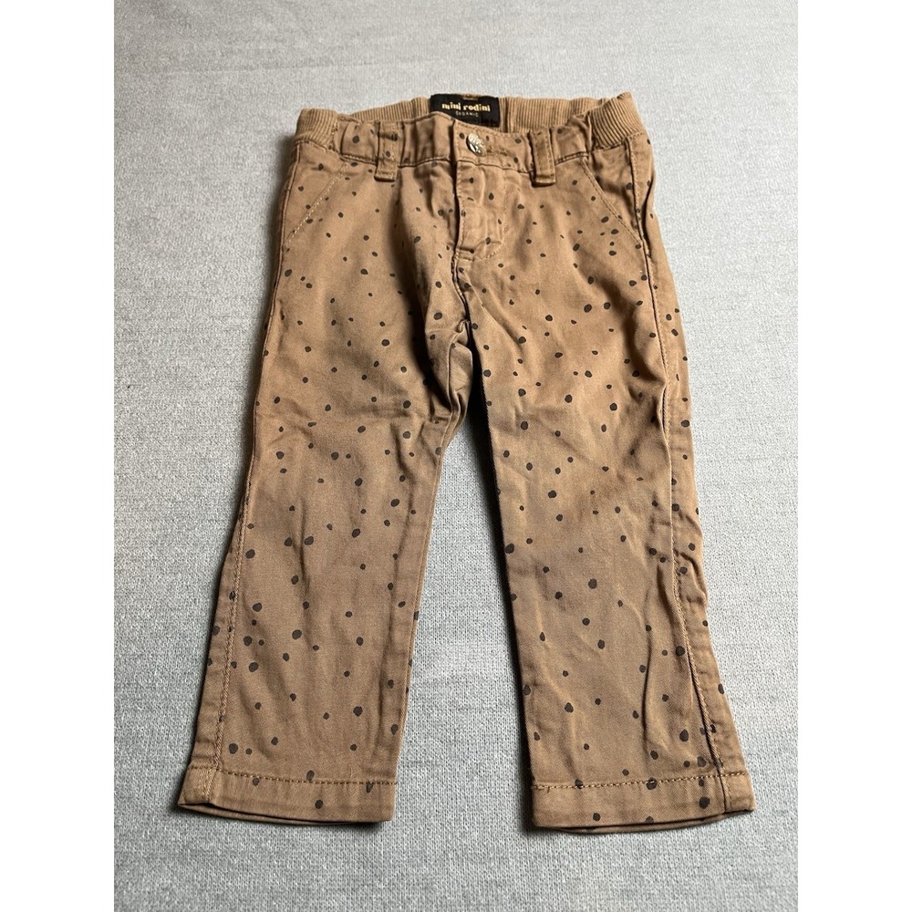 Mini Rodini Organic Khaki Pants With Black Dots 68/74